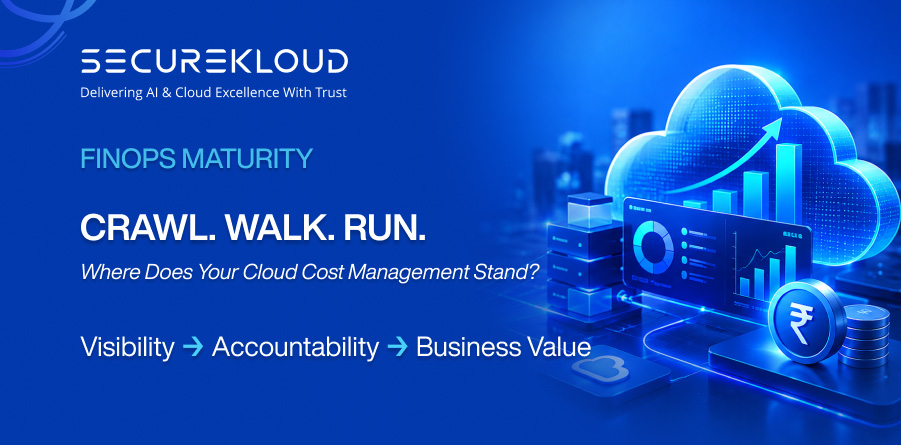 Cloud FinOps maturity framework showing cloud cost management progress from visibility to accountability and business value